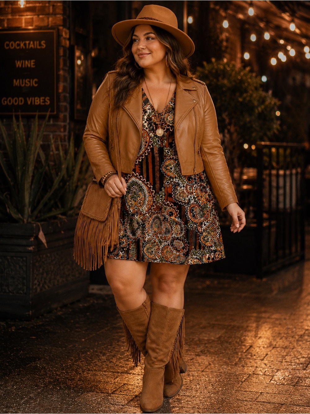 Lily Boho Sleeveless Paisley V-Neck Plus Size 3X Tunic in Orange, Black & Cream